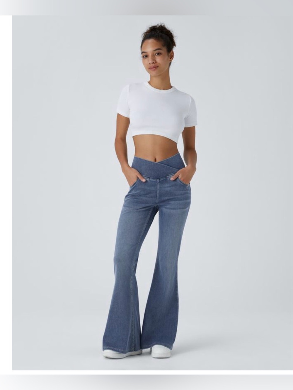 Halara Flex High Waisted Crossover Pocket Casual Flare Jeans XL REGULAR NWT